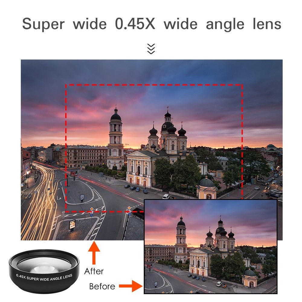 Kit de lentes de teléfono 0,45x súper gran angular y 12,5x lente súper macro lente de cámara HD para iPhone 12 11 Xiaomi Huawei todos los teléfonos móviles