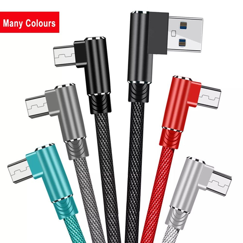 Cable Micro USB OLAF, Cable USB de 90 grados, 1m, 2m, 3m para Samsung S7, Xiaomi, Android, teléfono inteligente, Cable Usb C de 2,4a, carga rápida