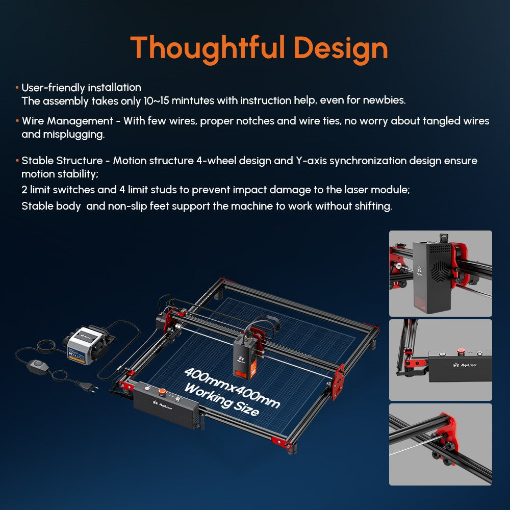 Algolaser KIT DIY Grabador y Cortador Láser CNC para Madera, con Enfoque Largo y Corto, para Trabajos en Madera, Máquina de Grabado y Corte