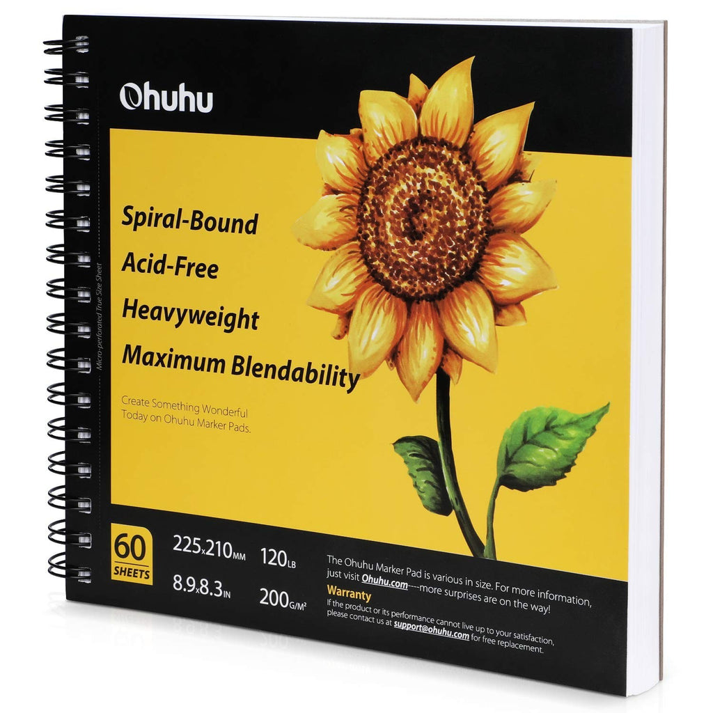 Ohuhu-alfombrilla marcadora encuadernada en espiral para marcadores de Alcohol, cuaderno de bocetos de arte, almohadilla de papel de acuarela, cuaderno de dibujo para marcadores, regalo escolar