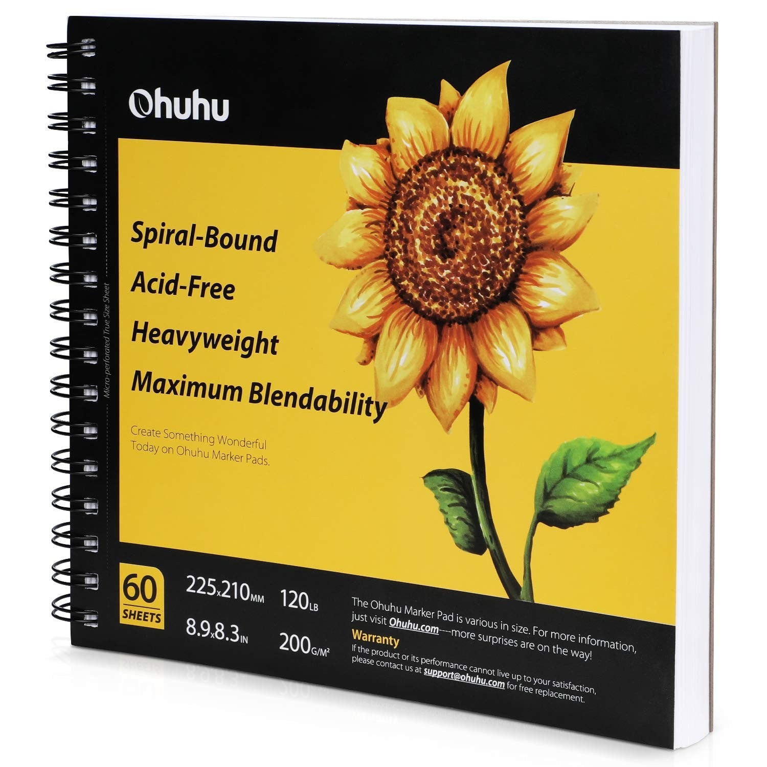 Ohuhu-alfombrilla marcadora encuadernada en espiral para marcadores de Alcohol, cuaderno de bocetos de arte, almohadilla de papel de acuarela, cuaderno de dibujo para marcadores, regalo escolar