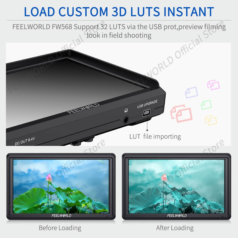 FEELWORLD FW568 V3 6 pulgadas 3D LUT DSLR cámara Monitor de campo IPS Full HD192