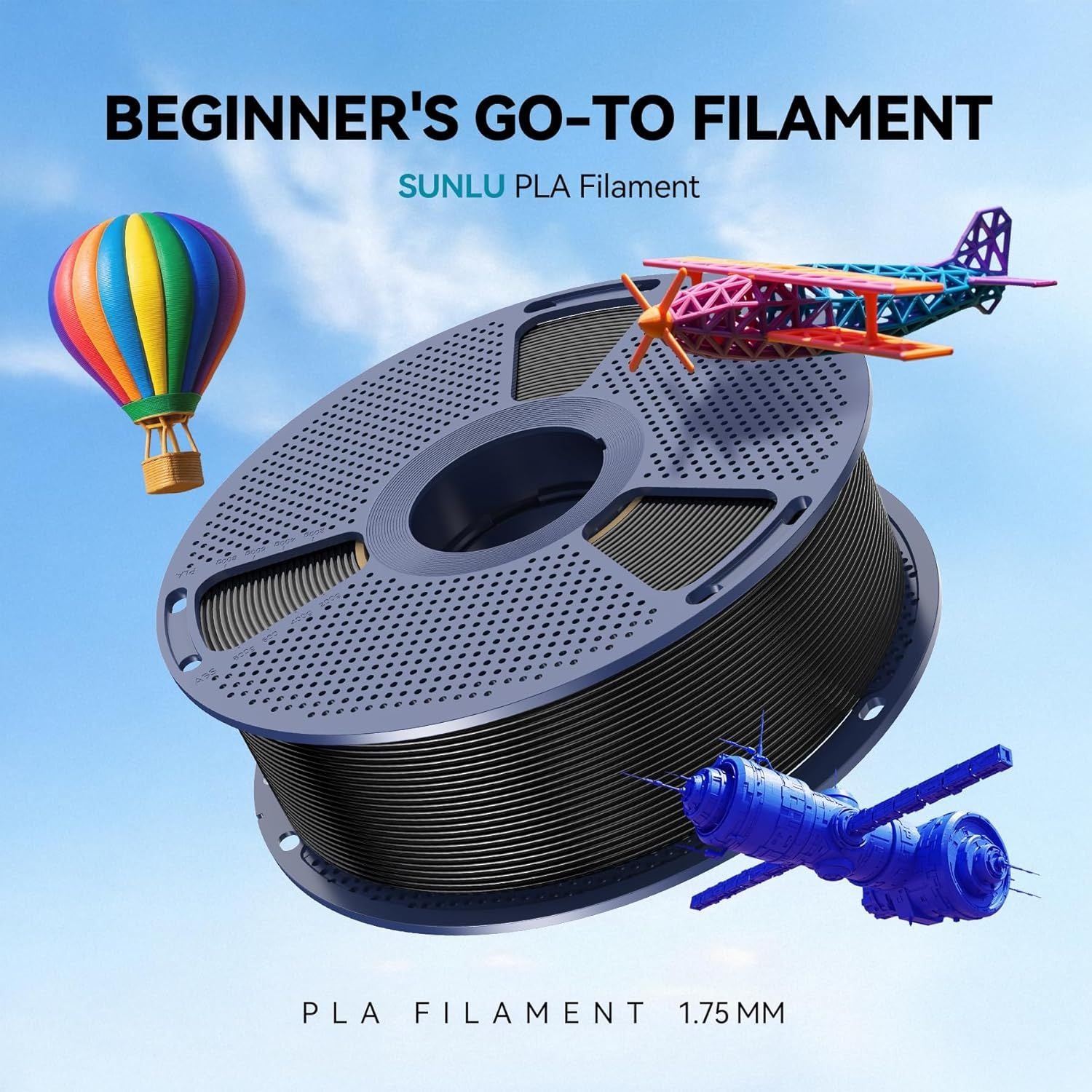Filamentos SUNLU PLA PETG PLA Plus, 10 rollos de filamento 3D, 1 KG/rollo, 1,75mm, 100% líneas de filamento, ordenadamente para impresión 3D de la UE y EE. UU.