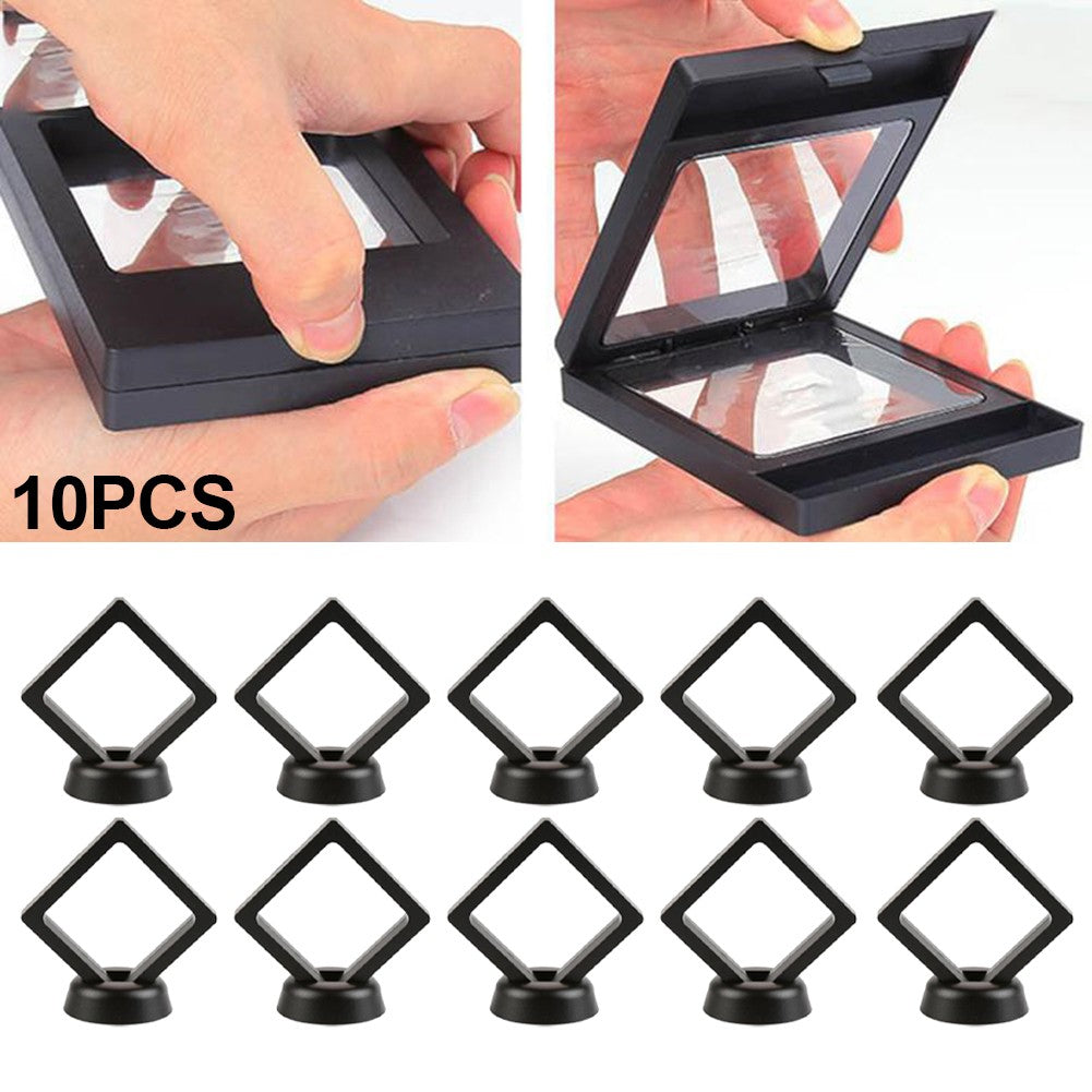 5/10 Uds. Marco flotante 3D anillo de joyería soporte para presentación de monedas caja de almacenamiento suministros para el hogar negro/blanco 70mm x 70mm x 20mm