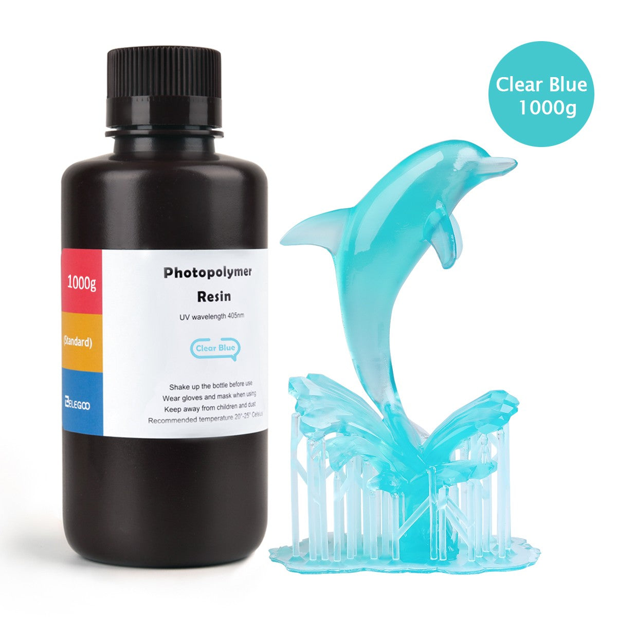 ELEGOO-resina de impresora 3D tipo ABS, resina de fotopolímero estándar tipo ABS de 405nm para impresión LCD 3D, 1000g