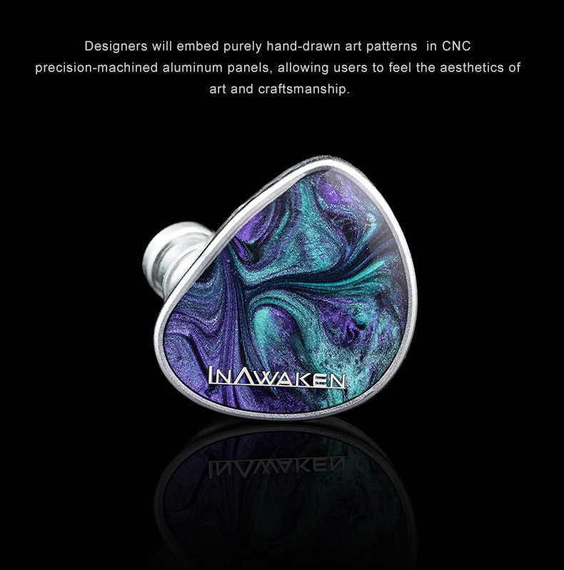 INAWAKEN DAWN Ms Auriculares IEM con controlador dinámico de diafragma morado-dorado con cable blindado OFC para músicos audiófilos
