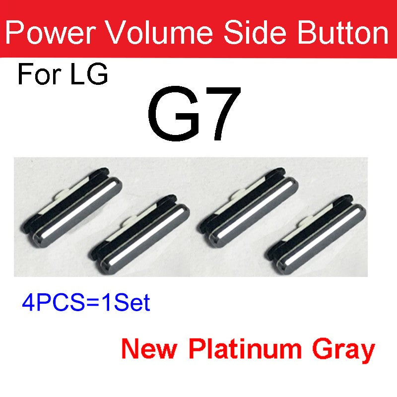4 unids/lote para LG G7 G8 G8S G8X botones laterales de volumen de energía encendido apagado volumen de energía reemplazo de teclas laterales pequeñas