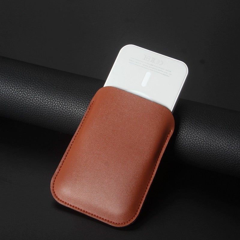 Funda de cuero con funda para banco de energía para iPhone 13, funda para batería externa Magsafe
