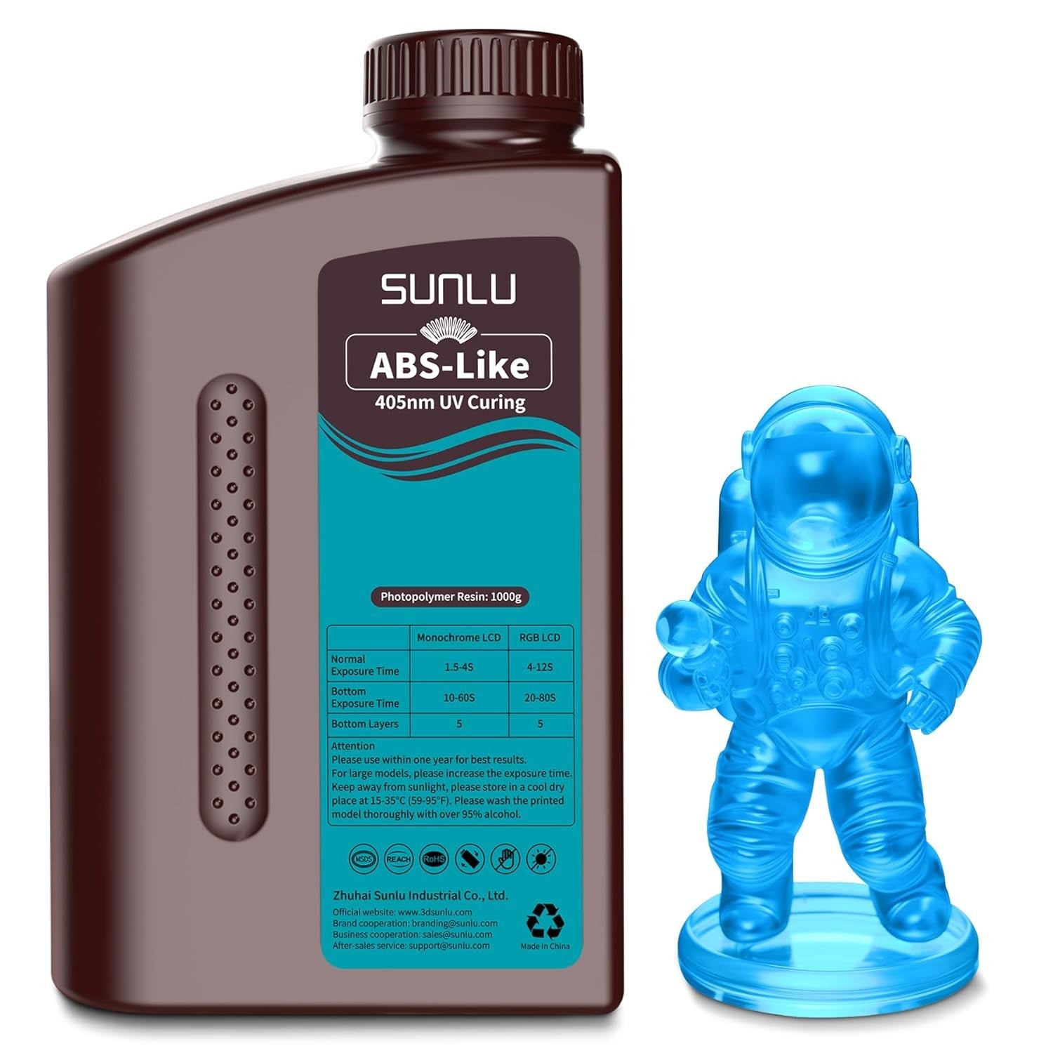 SUNLU 1KG ABS como/resina ABS lavable con agua 1000G/botella 405nm resina fotopolímero de curación UV rápida para Material de impresora LCD 3D