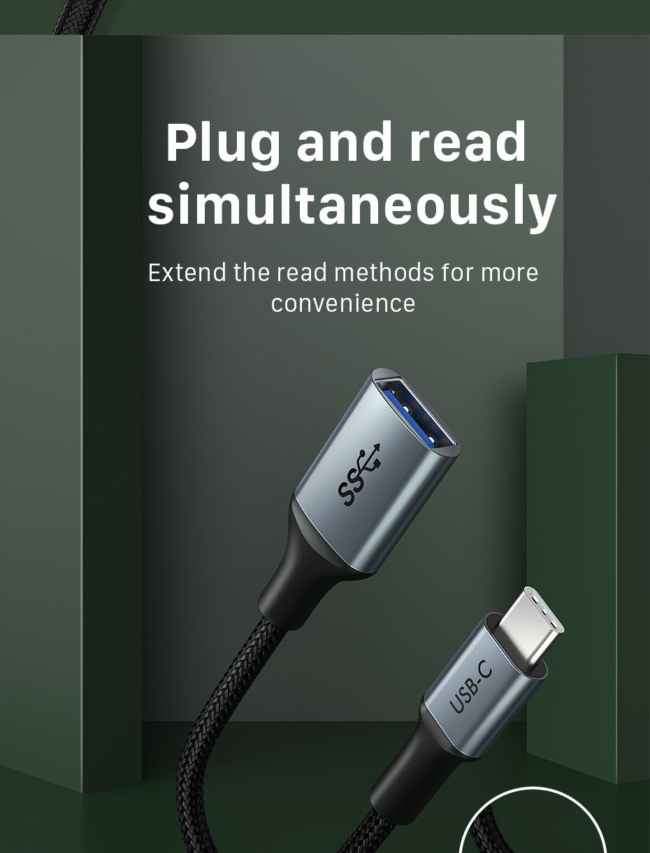 Cabletime-Cable USB C OTG tipo C macho a adaptador USB hembra, transmisión de 5GBPS, Cable de carga rápida para Xiaomi Mix 3 Huawei C380