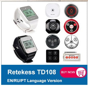 RETEKESS-sistema inalámbrico de llamadas para camarero, buscapersonas para restaurante, receptor de reloj T128, botón de llamada T117, servicio al cliente para cafetería