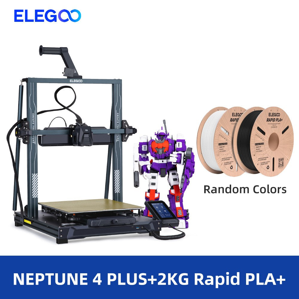 Impresora 3D FDM ELEGOO NEPTUNE 4 PLUS con velocidad de impresión de hasta 500 mm/s, extrusor directo de doble engranaje, volumen de construcción 320x320x385 mm