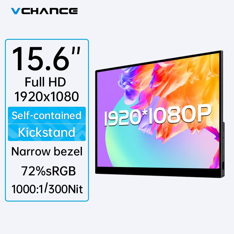 Monitor portátil de 15,6 pulgadas FHD 1920*1080p 300Nits bisel estrecho con soporte Monitor externo para PS5 portátil teléfono PC funda