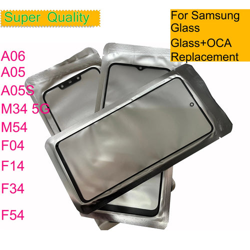 10 unids/lote para Samsung Galaxy A06 A05 A05S M34 M54 F04 F14 F34 F54 F55 C55 M55 Panel de pantalla táctil lente de cristal exterior frontal con OCA
