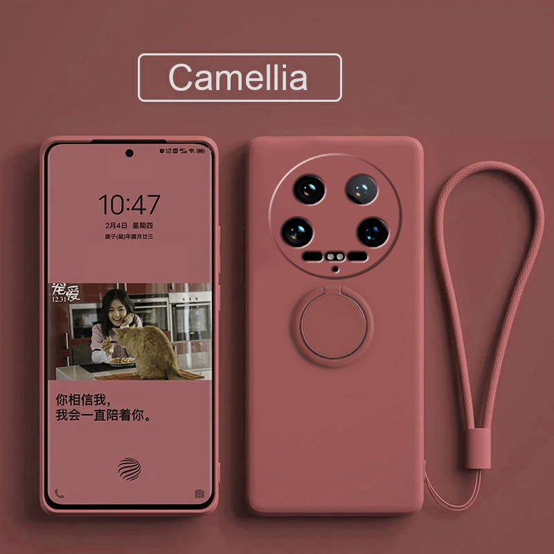 Funda para Xiaomi 14 Ultra Líquido silicona anillo soporte suave funda de teléfono para Xiaomi 14 Ultra a prueba de golpes Fundas traseras Xiaomi 14Ultra