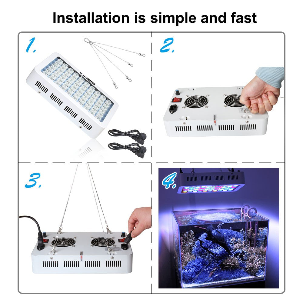 Atenuador de luz Led regulable para acuario, luces para tanque Fsih, 180W, lámpara para pecera de arrecife marino, decoración para peceras y acuarios