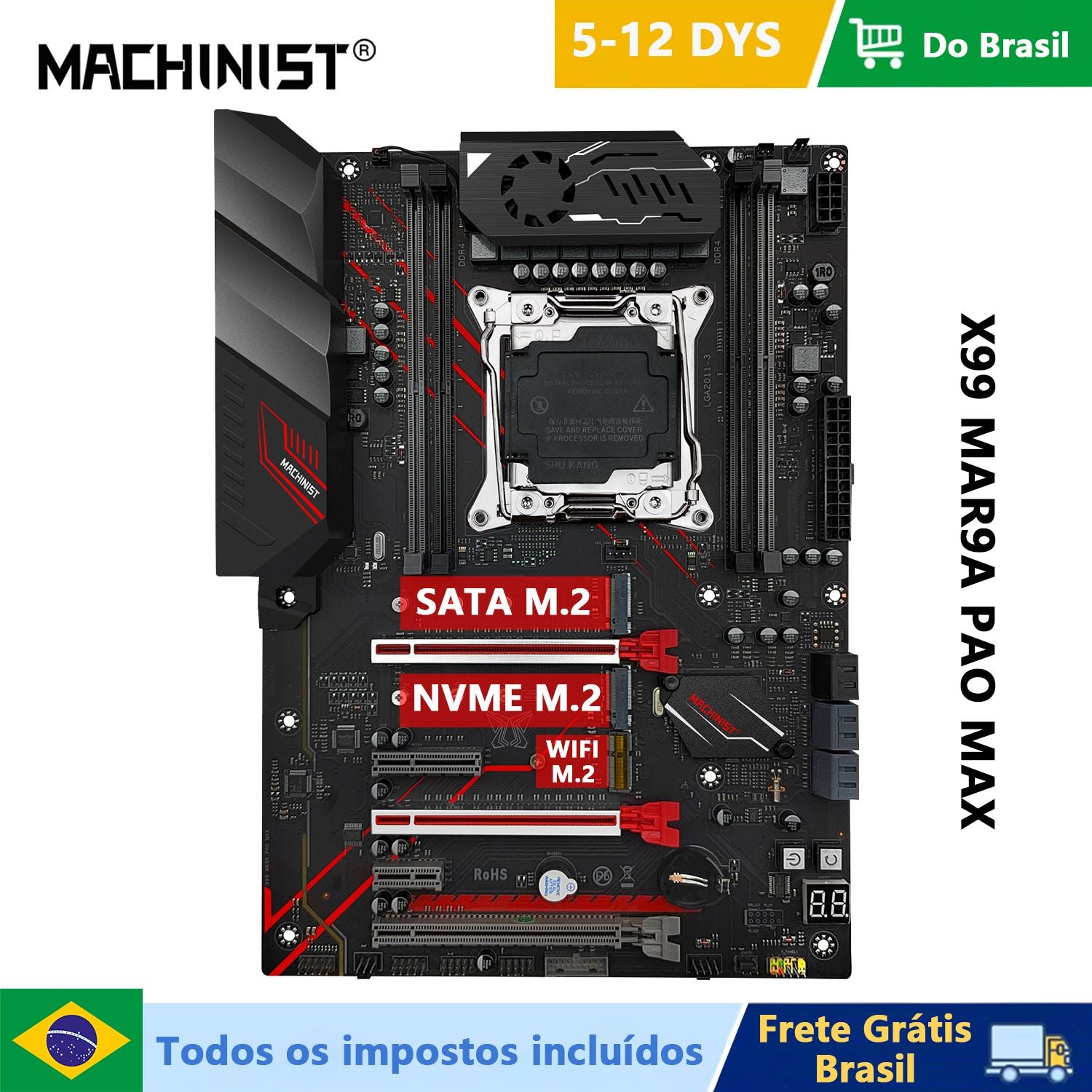 Placa base MACHINIST MR9A PRO MAX X99 compatible con memoria DDR4 de cuatro canales y procesador LGA2011-3 Xeon E5 V3/V4 NVME M.2 USB3.0