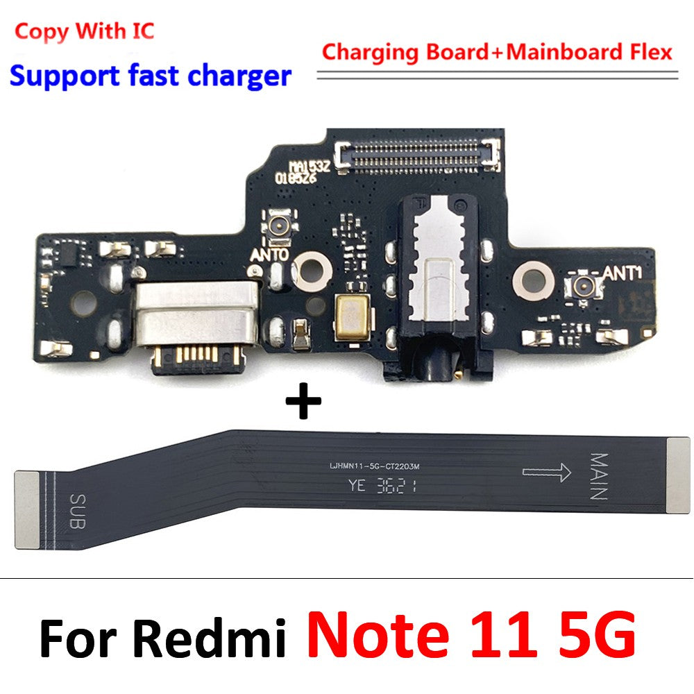 Nuevo puerto de carga USB conector de placa base principal FPC Cable flexible para Xiaomi Redmi Note 9 10 7 Pro 10S 11 4G 5G 8 rápido