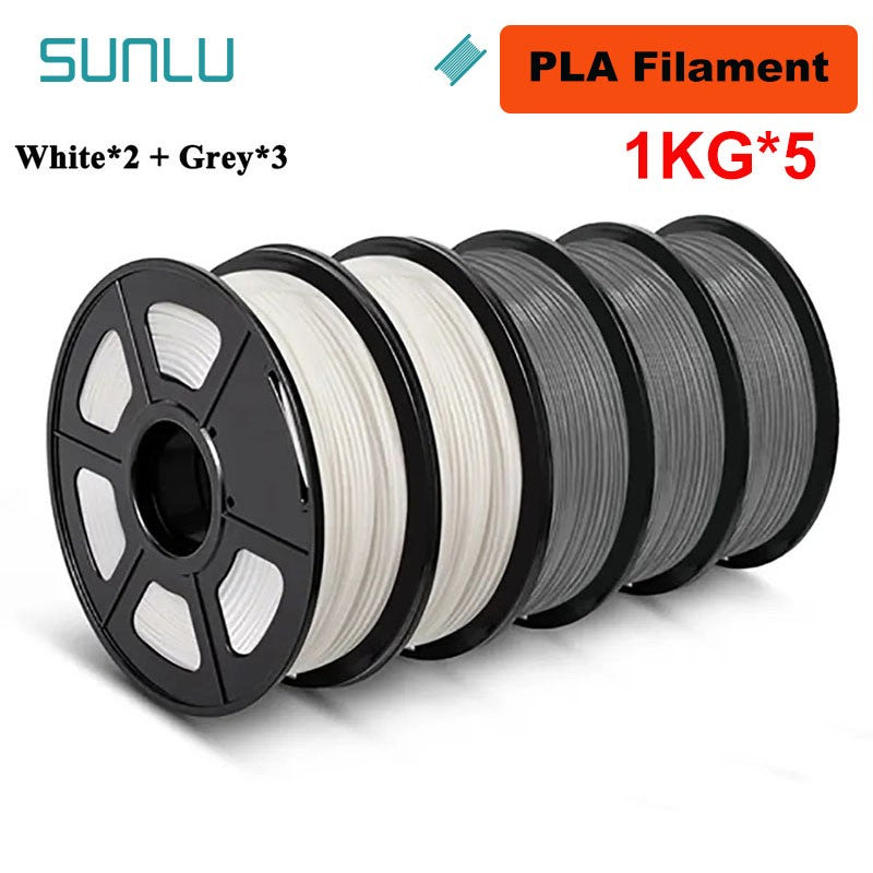 SUNLU Filamento PLA/PETG/PLA PLUS/Transparente de 5 kg, 1.75 mm, 5 Rollos de 1 kg, Filamento 3D para Impresora y Bolígrafo 3D, Enrollado Cuidadosamente