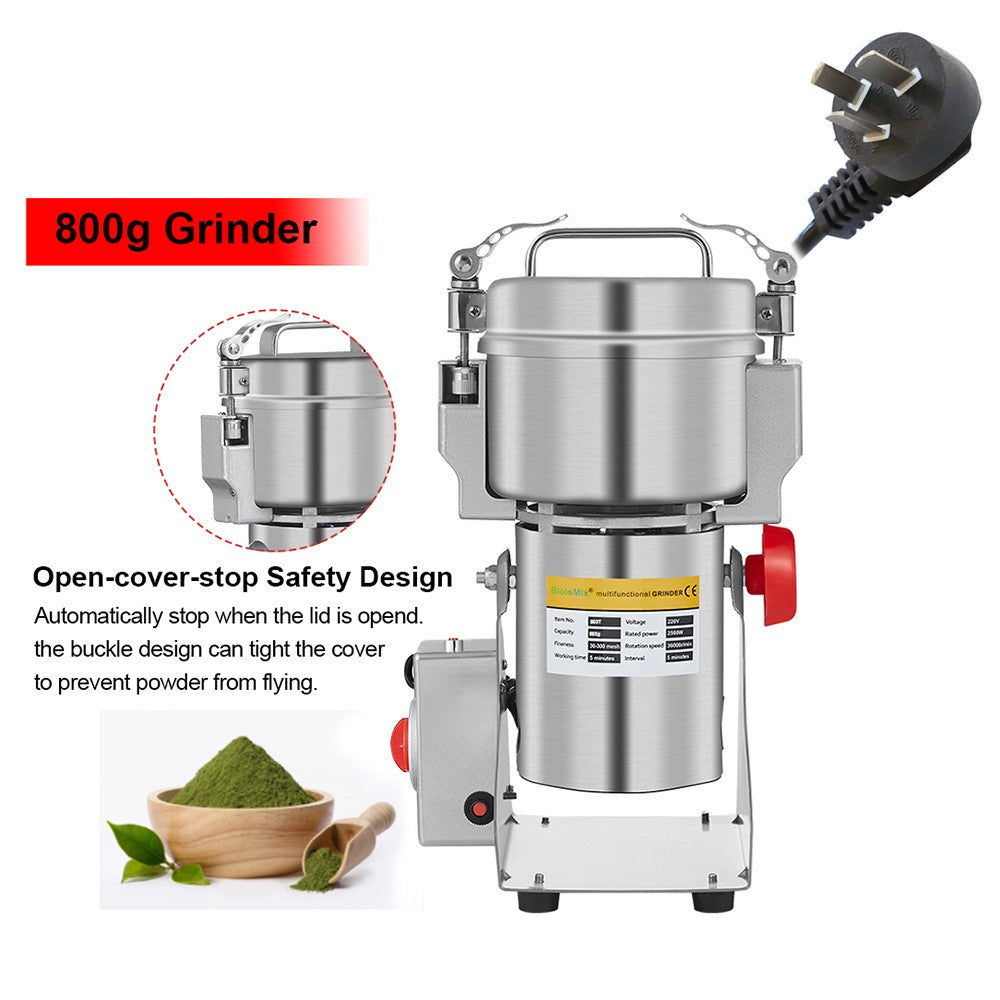 BioloMix 800g 700g Molino triturador de granos, especias, hierbas, cereales, café y alimentos secos, máquina de molienda, molino de harina, trituradora de polvo