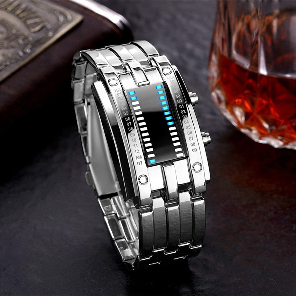 Reloj deportivo de moda, marca de lujo popular, reloj binario creativo para hombres y mujeres, reloj led de acero inoxidable para parejas