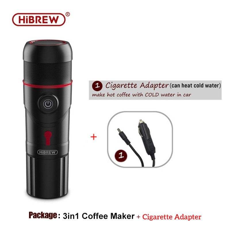 HiBREW Máquina de Café Portátil para Coche y Hogar, Cafetera de Expreso, Compatible con Cápsulas Dolce Nespresso y Café Molido, CC de 12 V, Dispositivo H4