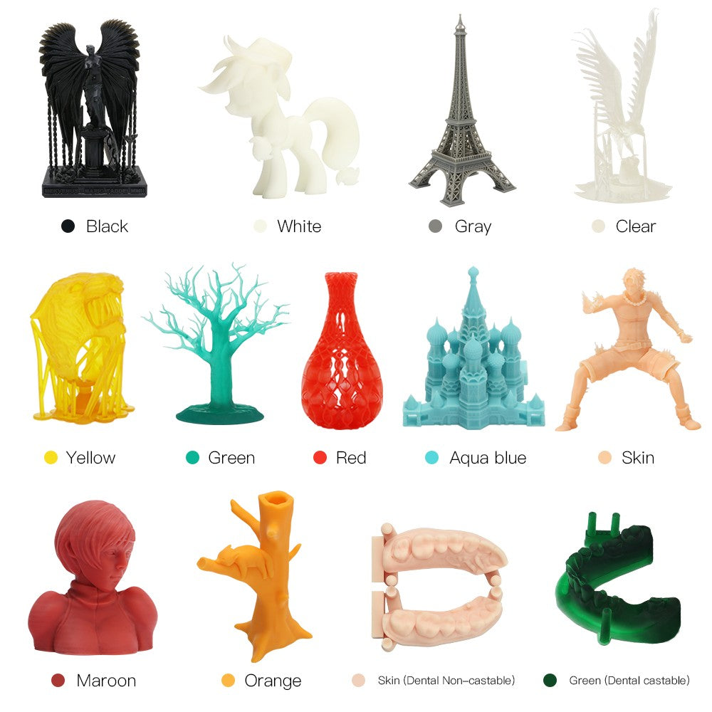 ANYCUBIC 4 unids/lote 405nm resina UV para impresora 3D LCD resina de fotopolímero líquido impresión 3D actualización de resina 1kg