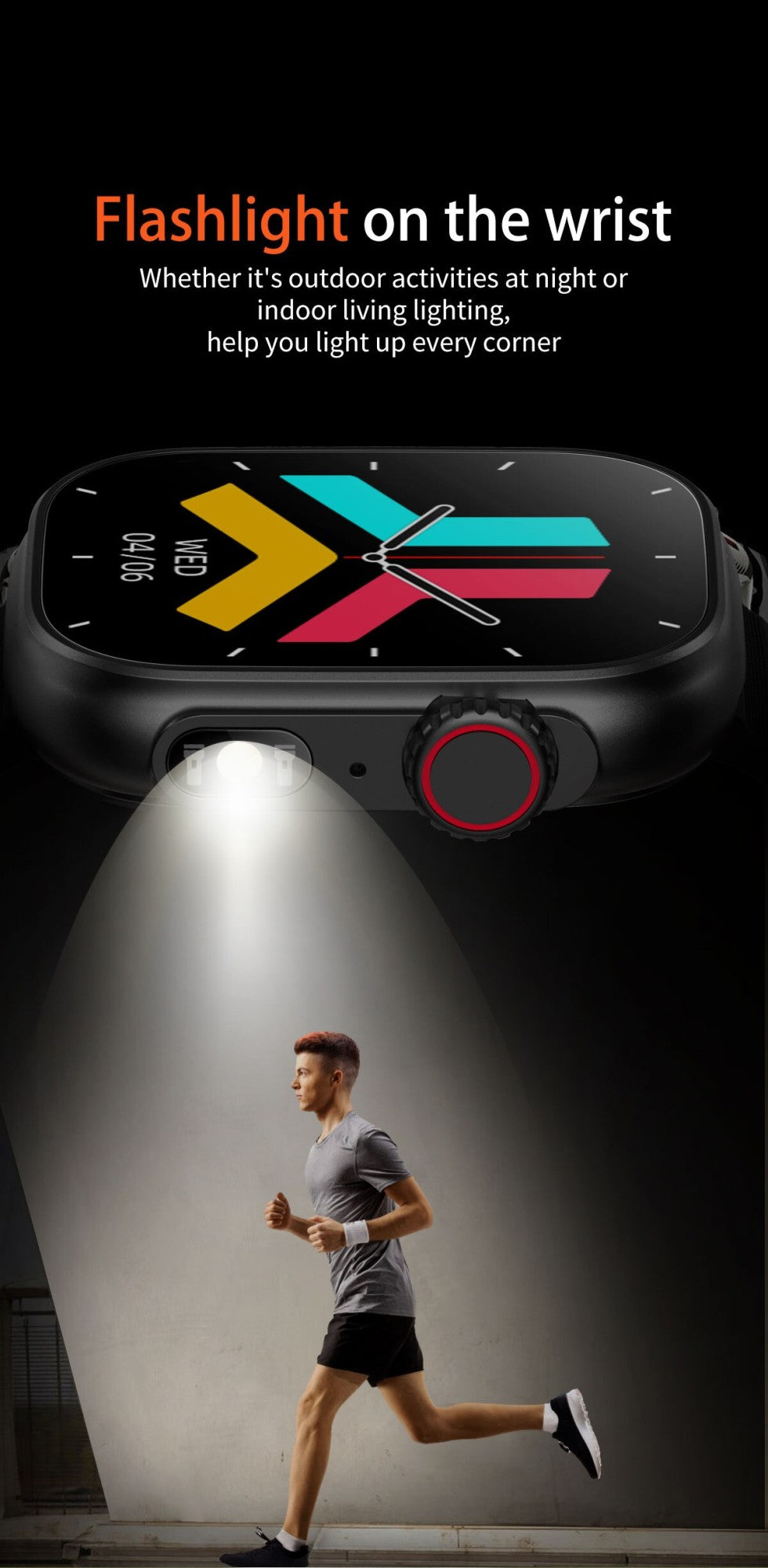 Reloj inteligente para hombre y mujer, pulsera con linterna LED, más de 100 modos deportivos, rastreador de actividad física, temperatura corporal, pantalla de 2,01"