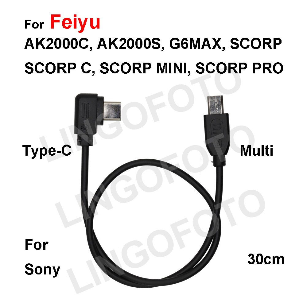 Cable de Control de cámara tipo C a Multi para Feiyu AK2000C AK2000S G6MAX SCORP C MINI PRO, 30cm para Sony A7S A7R A6400 ZV RX100VI VII