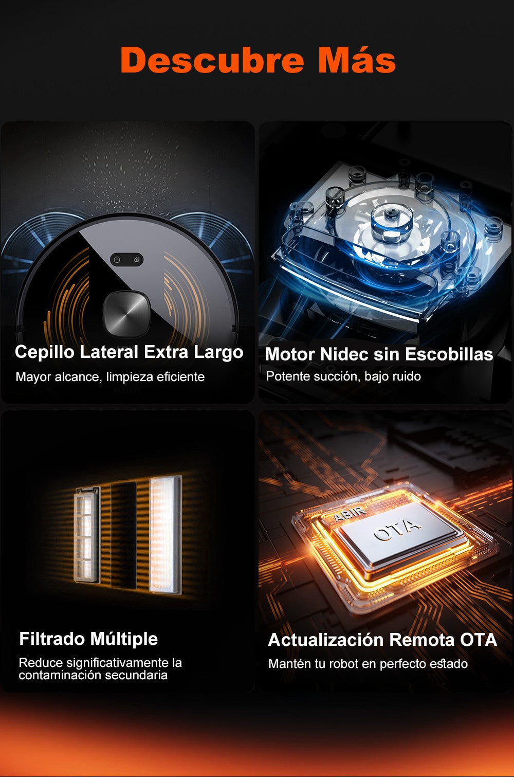 (Código de cupón: GCC800)  Robot Aspirador ABIR X9, Navegación Láser, Succión 6500Pa, Mapa Multiplantas, Doble Lámpara UV, Control Inteligente de Zonas, Tecnología de Refuerzo Automático para Alfombras, Versión de Gama