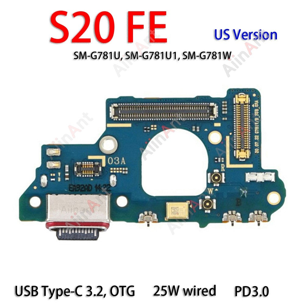AiinAnt conector de placa de cargador USB, puerto de carga, Cable flexible, base Original For Samsung Galaxy S20 Ultra Plus FE S20 + G988B G988U G986B G986U G981B G981U G781B G780F G988N G986N G981N