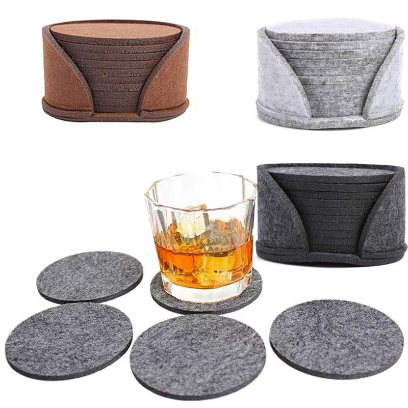 Posavasos redondo de fieltro para mesa de comedor, almohadilla protectora resistente al calor, tapete para tazas, café, té, bebida caliente, mantel individual, accesorios de cocina, 10 Uds.