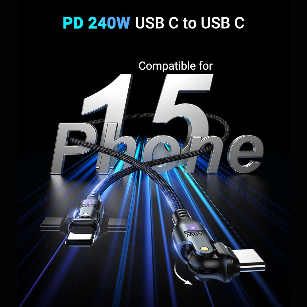 AUFU Cable USB tipo C de 240W para MacBook Pro carga rápida 3,1 5A Cable de carga rápida Cable USB C para iPhone15 Samsung Xiaom