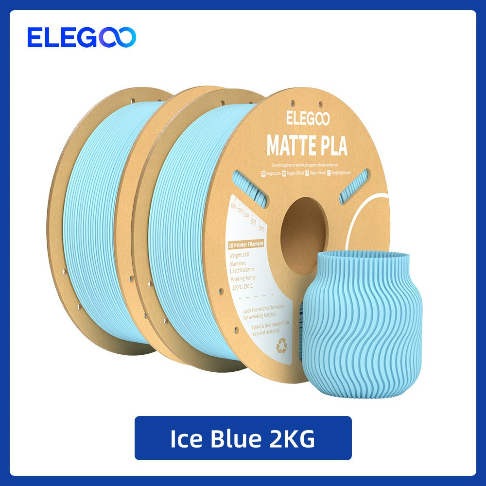 Filamento PLA Mate ELEGOO 1KG, 1.75mm para Impresora 3D FDM, Precisión Dimensional +/- 0.02mm, Bobina de Cartón de 1kg (2.2lbs)