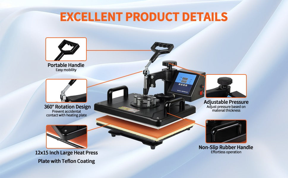 Barato 30*38CM 8 en 1 Combo máquina de prensado en caliente impresora de sublimación 2D máquina de transferencia de calor para tapa taza placa camisetas aprobado por la CE