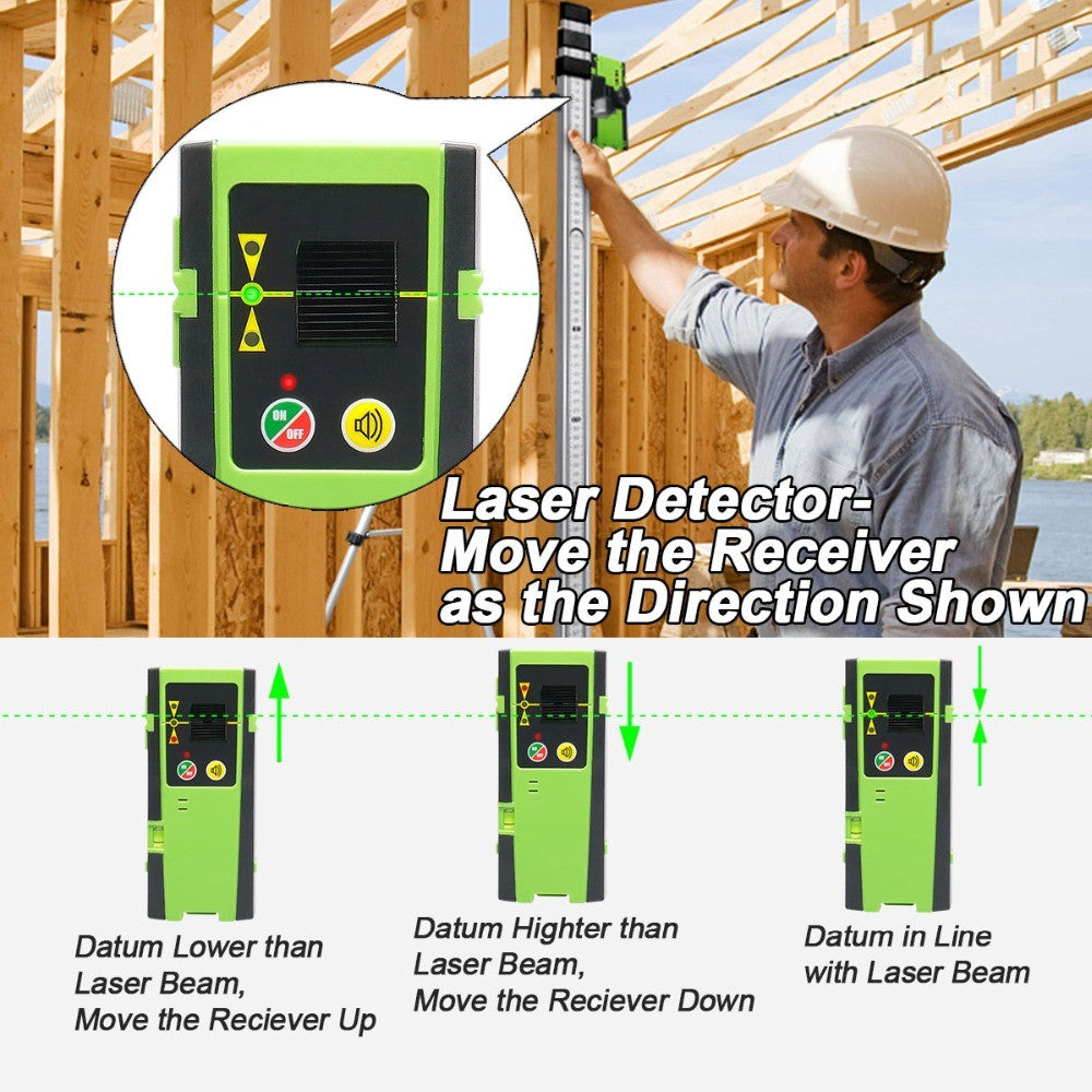 Receptor láser Digital Huepar, Detector de nivel láser de línea cruzada para exteriores, pulsación de Color verde con abrazadera para haces huepar rojos/verdes
