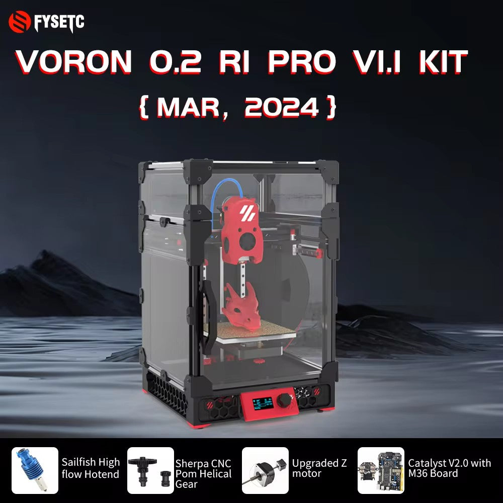 FYSETC Voron 0,2 R1 V1.1 Pro Corexy impresora 3d Kit actualizado con Kit catalizador V2.0 y placa base M36 Sailfish Hotend de alto flujo