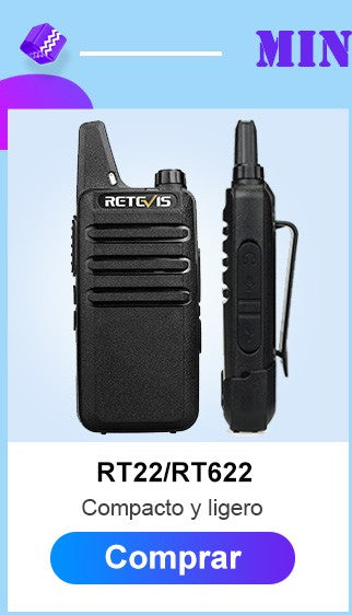 Retevis RT622 Mini Walkie Talkie 2 unidades PMR446 Radio portátil bidireccional con PTT Ideal para restaurantes y hoteles