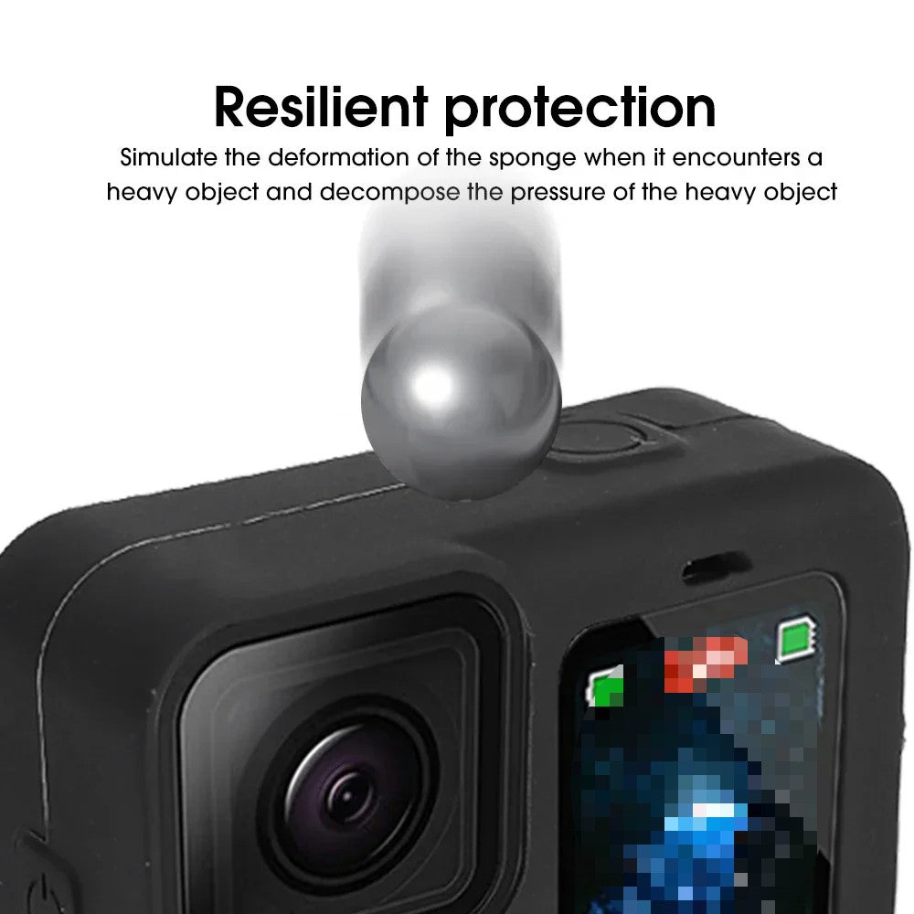 Para GoPro Hero 12 11 10 9 funda de silicona funda protectora cordón Protector de pantalla de vidrio templado tapa de lente para GoPro12 Pro11 10