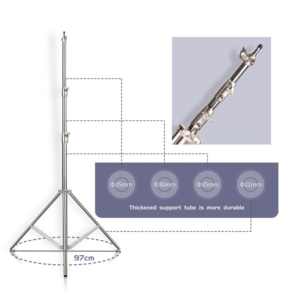 Trípode de aleación de aluminio y acero inoxidable de 2/2,8 M, soporte de luz plegable, trípode para fotografía, soporte en C para foco, Softbox, estudio fotográfico