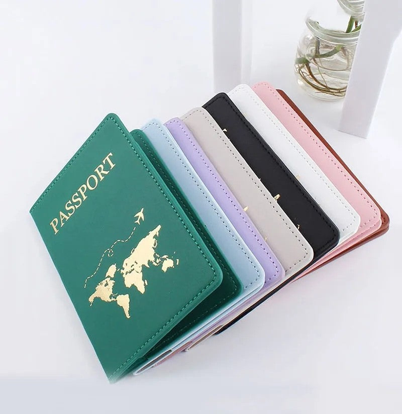 Amante el mapa del mundo cubierta de pasaporte estampado en caliente avión Simple mujeres hombres viaje pasaporte estuche protector moda regalo de boda
