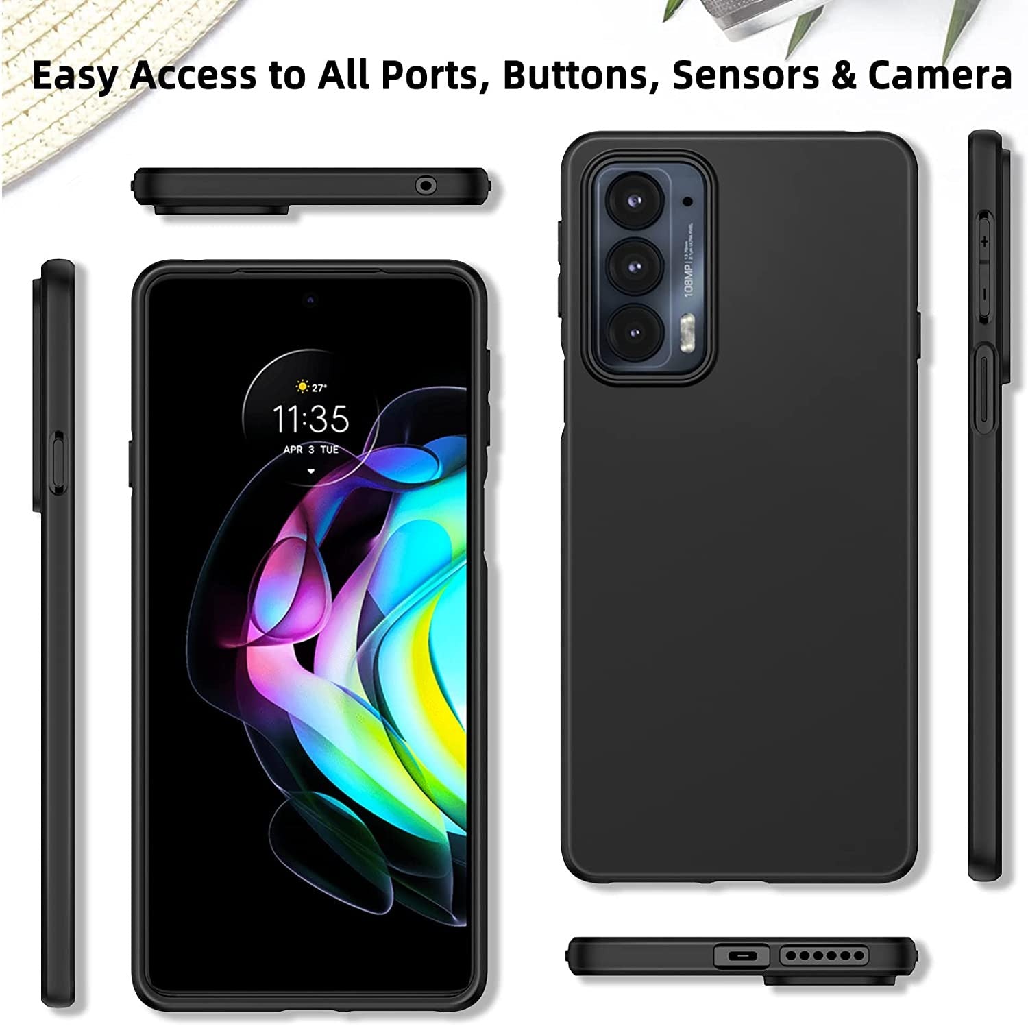 Funda de TPU suave mate negra para Motolora Moto Edge 20 Pro Lite Fusion G31 G41 G51 G71SG60S X30 G200 S30 G52 G82 E20 E30 E40 Stylus