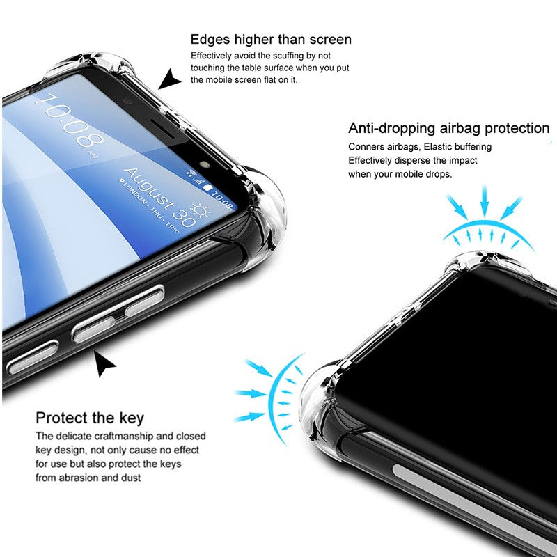 Funda de protección completa con amortiguador de Airbags para Motorola Moto G55 G45 G35 G75 G85 G05 G15 Power 5G, funda transparente suave de TPU a prueba de golpes