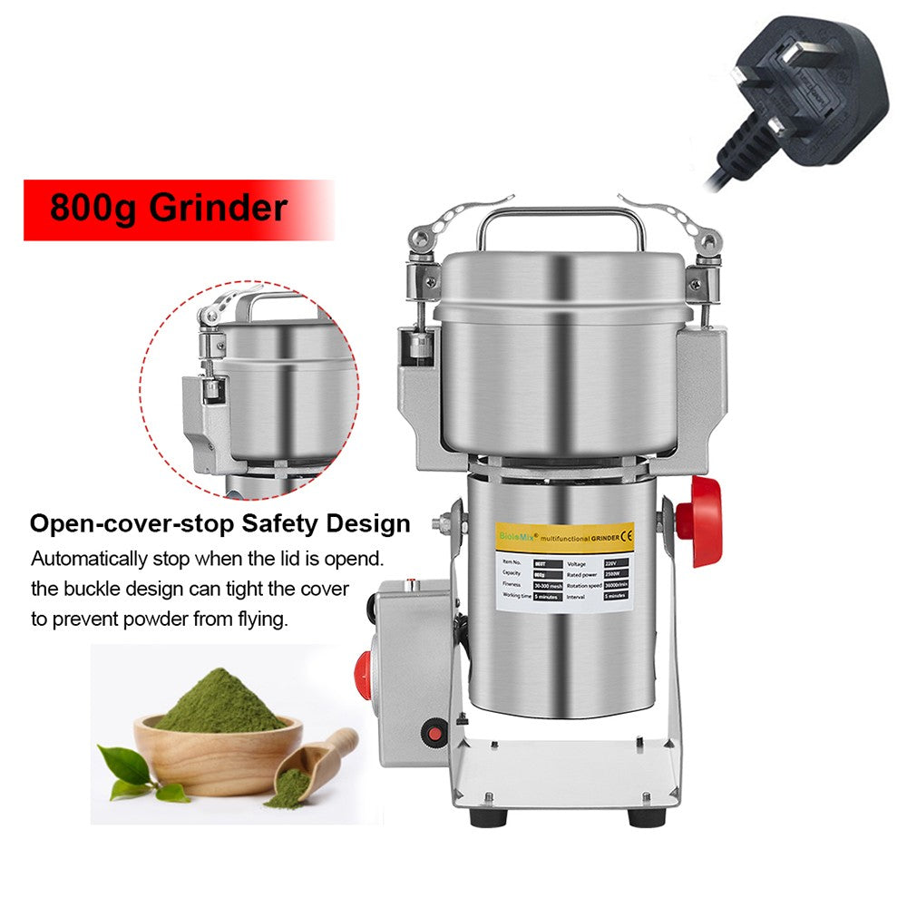 BioloMix 800g 700g Molino triturador de granos, especias, hierbas, cereales, café y alimentos secos, máquina de molienda, molino de harina, trituradora de polvo