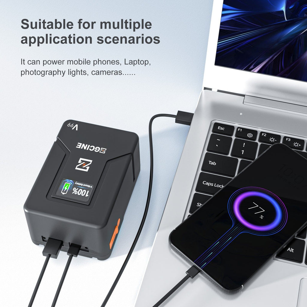 (DO Brasil) Batería de litio V-Lock ZGCINE ZG-S200 V99 con montura V para videocámaras/dispositivos digitales/luces de video/monitores