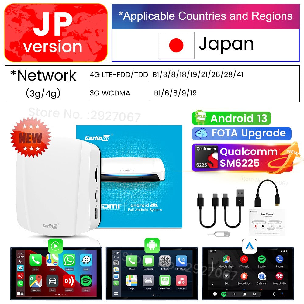 Caja de transmisión de video y TV con Android 13 CarPlay Ai Box SDM660 6225 CarlinKit HDMI inalámbrico para coche OEM 8G + 128G