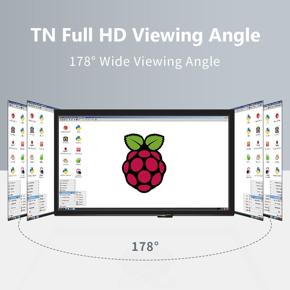 Módulo LCD de pantalla táctil capacitiva de 10,1 pulgadas con carcasa y pantalla IPS de 1024*600 de píxeles altos para Monitor de ordenador Raspberry Pi 4/3B +