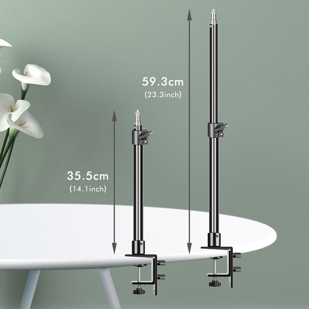 Abrazadera de trípode C, soporte de luz de montaje de escritorio con cabeza de bola de 1/4 ", accesorio de mesa, anillo de luz, soporte de mesa ajustable, cámara DSLR