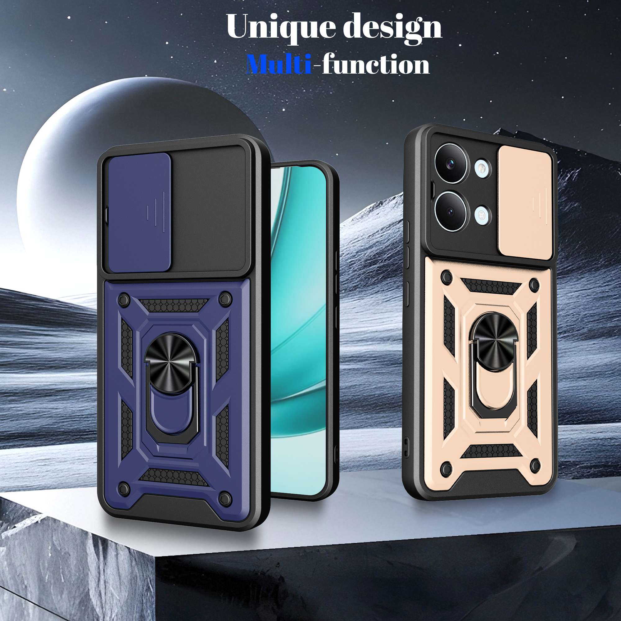 Funda Protectora para POCO X8 Pro Max X7 X6 Pro 5G, Funda con Anillo y Soporte para Xiaomi POCO X8 Pro, Protección para la Lente de la Cámara