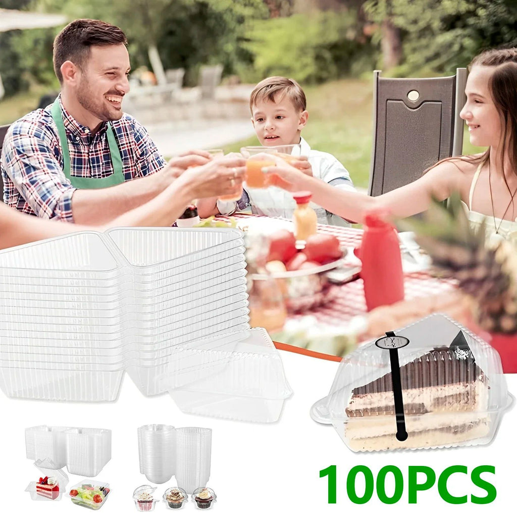100 Uds. Tazas de postre multiusos con tapas contenedor de magdalenas reutilizable de 8oz caja de postre individual cuadrada transparente caja de almacenamiento de pasteles sellada